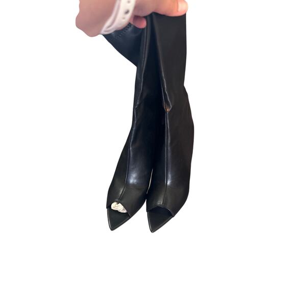 Tried On Only Liliana Black Faux Leather Bexie-8 3" Heel Open Toe Women's 6.5 - Picture 3 of 10